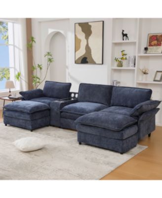 U Shaped Modular Sectional Sofa with Storage, Charging, Speakers & More