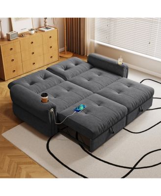 Multi-functional 80.4" Chenille convertible sofa bed for living rooms bedrooms.