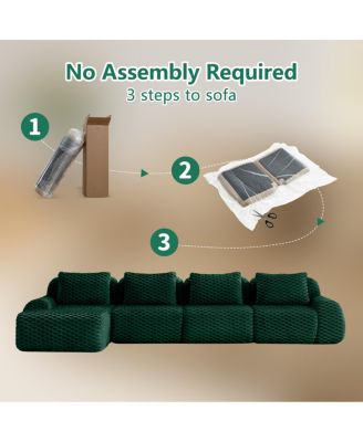 Modern L-Shaped Flannelette Sectional Sofa with Movable Ottoman