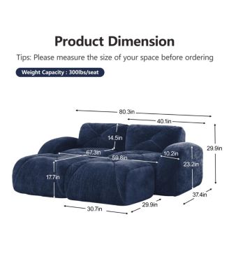 U-shaped Boneless Sofa, Soft Velvet, Tufted, High Density Sponge