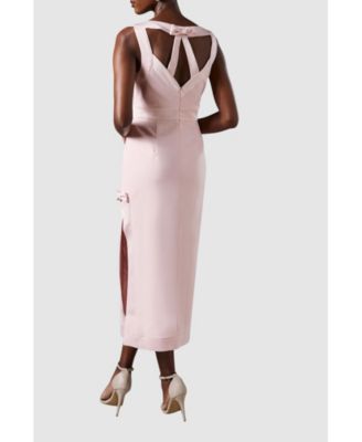 Women's Bow Detail Round Neck Midaxi Dress