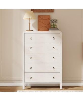5 Drawer Dresser for Bedroom, 47" Tall Modern Chest of Drawers, Curved Profile Design, Wood Drawer Organizer