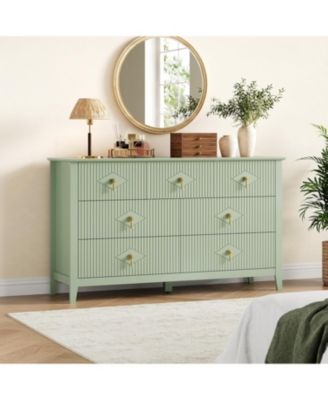 Fluted Dresser, 7 Drawer Modern Wood Storage Chest for Bedroom, Living Room or Entryway