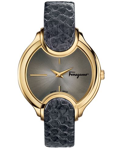 Ferragamo Women's Swiss Signature Gray Leather Strap Watch 38mm FIZ02 0015