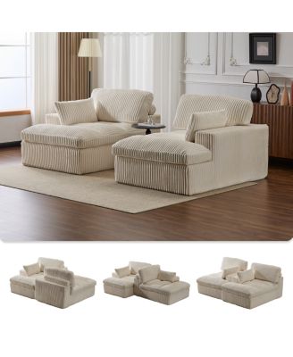 Double Chaise Lounge Indoor, Oversized Upholstered Sleeper Cloud Couch