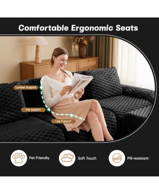 Modern Modular Sectional Sofa, Flannelette Fabric, 4-Seater Couch