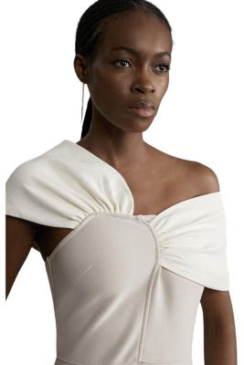 ivory and blue bridesmaid dresses Wedtrend Women A-Line Dress with Slit Square Neck White Flower Long Wedding Guest Dress, White Blue Flower / US8 Joss & Main Black please check our Color style_id_1L14349P Size & Color:[Black] 44 EU /27.1-27.5cm