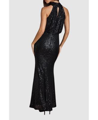 Women's Halterneck Sequin Bridesmaid Maxi Dress