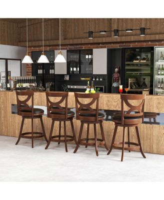 4pcs 24'' Bar Stools 360degree(s) Swivel Counter Height w/ PVC Leather Cushioned Seat