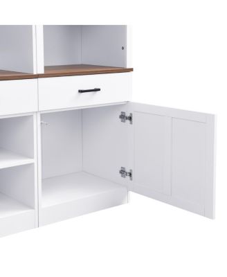 Farmhouse 4-Piece Entertainment Center with Bookshelf, Walnut TV Stand