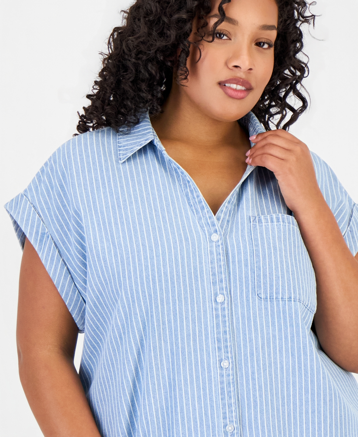 Jones New York Plus Cuffed Sleeve Shirt