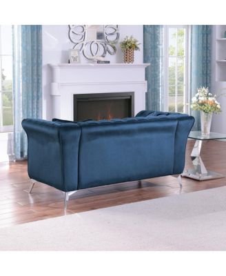  Chesterfield Stanford sofa, AZURE blue, tufted, scroll arm