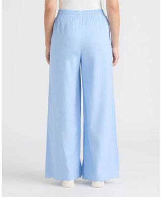 Women's Wide Leg Pant with Embroidered Hem
