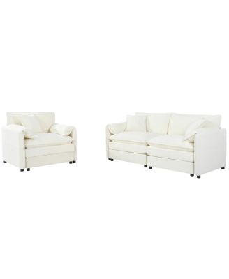 Luxury 2-Piece Chenille Cloud Loveseat Set with 3 Pillows