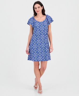 Women's On/Off Shoulder Short-Sleeve A-Line Mini Dress