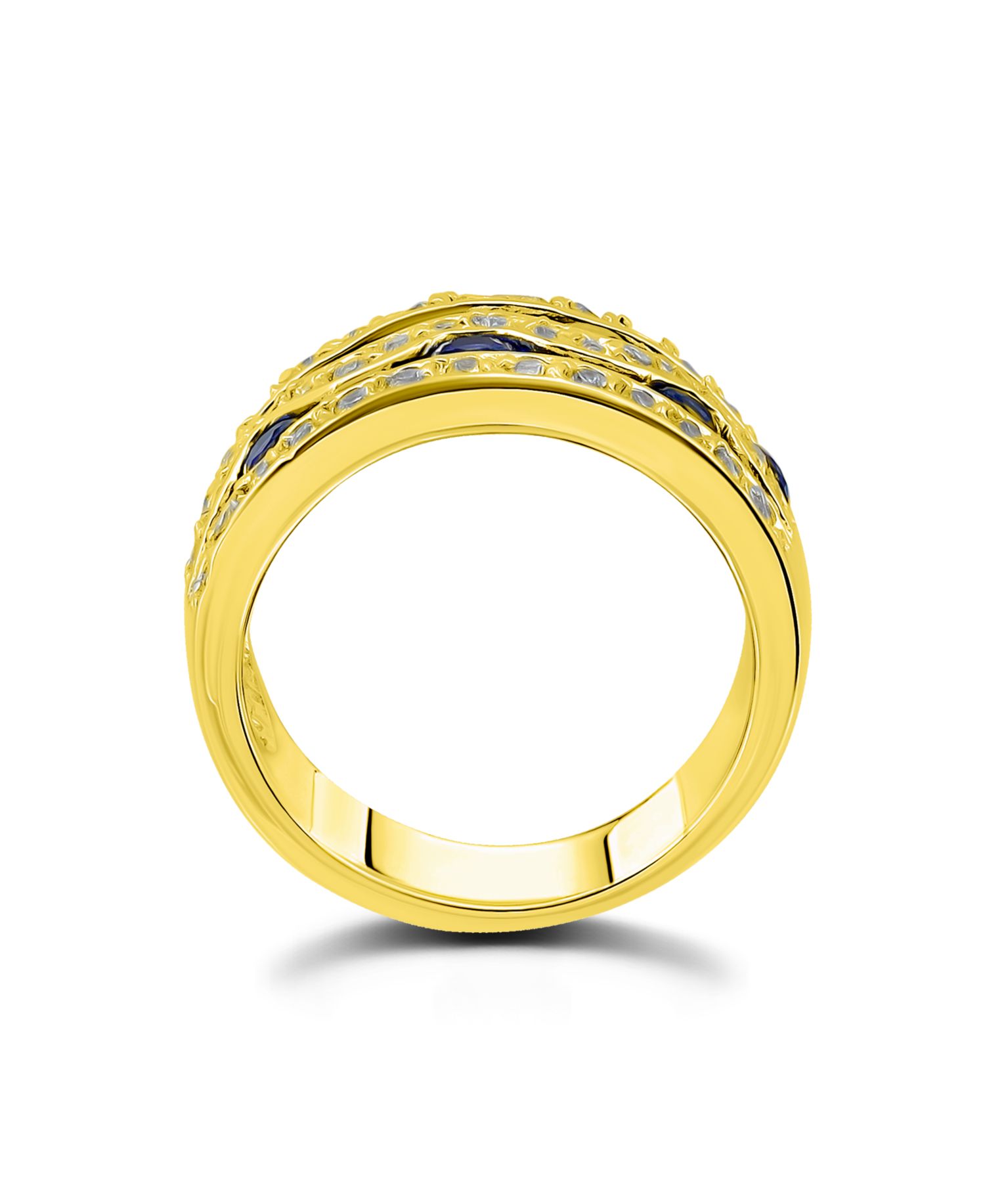 Macy's Cubic Zirconia Round Glass Stones Three Row Band Ring