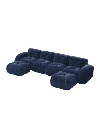 U-shaped Boneless Sofa, Tufted, 32D High Density Sponge, Anti-Slip
