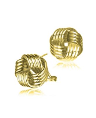 Chic 14K Gold Plated Twisted Knot Button Stud Earrings