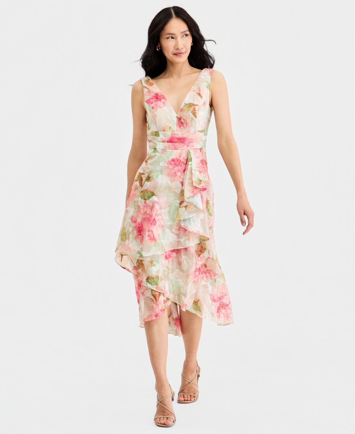 Женские платья Adrianna Papell Women's Cascading Tiered Midi Dress — фото 2