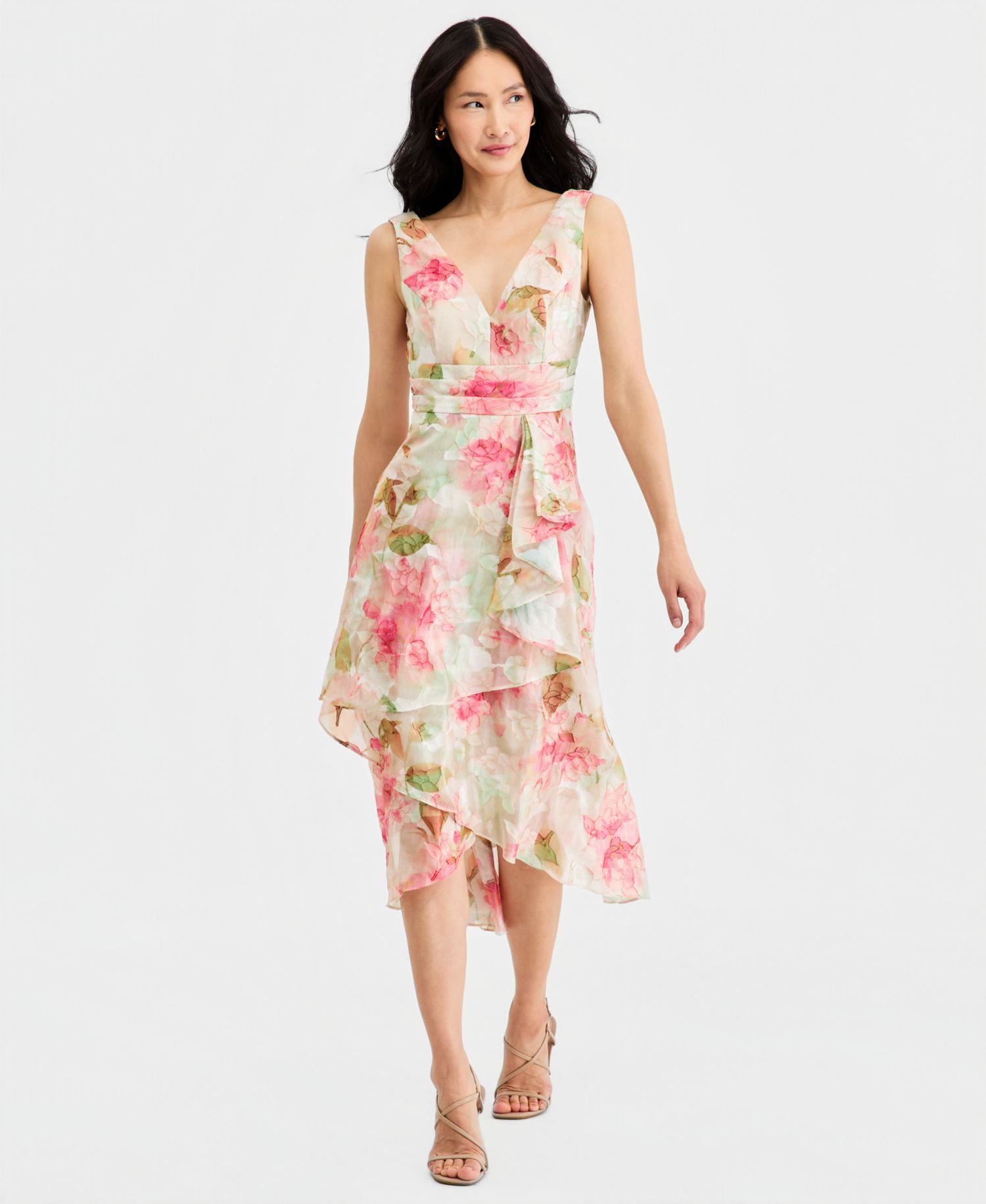 Women's Cascading Tiered Midi Dress