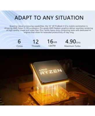 ProBook 4 16" Traditional Laptop AMD Ryzen 5 16GB RAM AMD Radeon Graphics 256GB SSD Storage Windows 11 Pro 60Hz