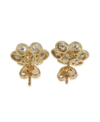 Yellow Gold Diamond Vintage Flower Cluster Earrings
