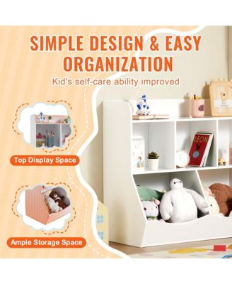 Kid Storage Cabinet, 5-Cubby Wood Toy Storage Organizer for Kids Room, Playroom, Kindergarten, Nursery
