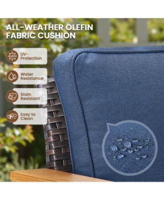 5 Pieces Outdoor Furniture-High Back Outdoor Wicker Couch Patio Chairs Set of 2 with Comfy Cushions Ottomans Patio Furniture Set