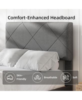 Upholstered Bed Frame with Headboard, Modern Platform Bed with Wooden Slats Support, Noise Free Platform Beds for Bedroom