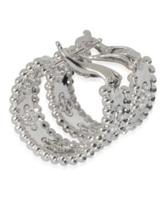 White Gold Diamond Perlee Clovers Hoop Earrings