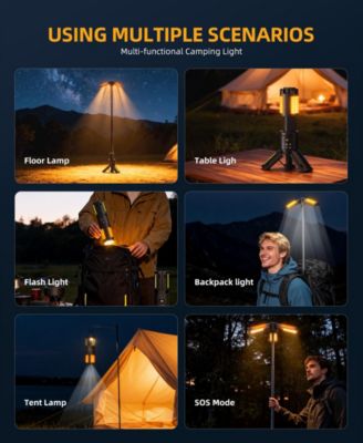 Rechargeable 10050mAh LED Camping Light, 1000LM 10W Portable Work Light with 3 Adjustable Heads, Multi Mode Emergency Lantern