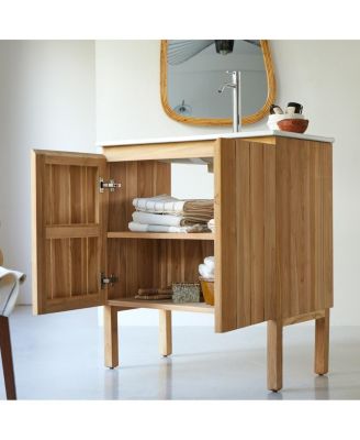 Teak and Ceramic Vanity Cabinet 80 cm Jill