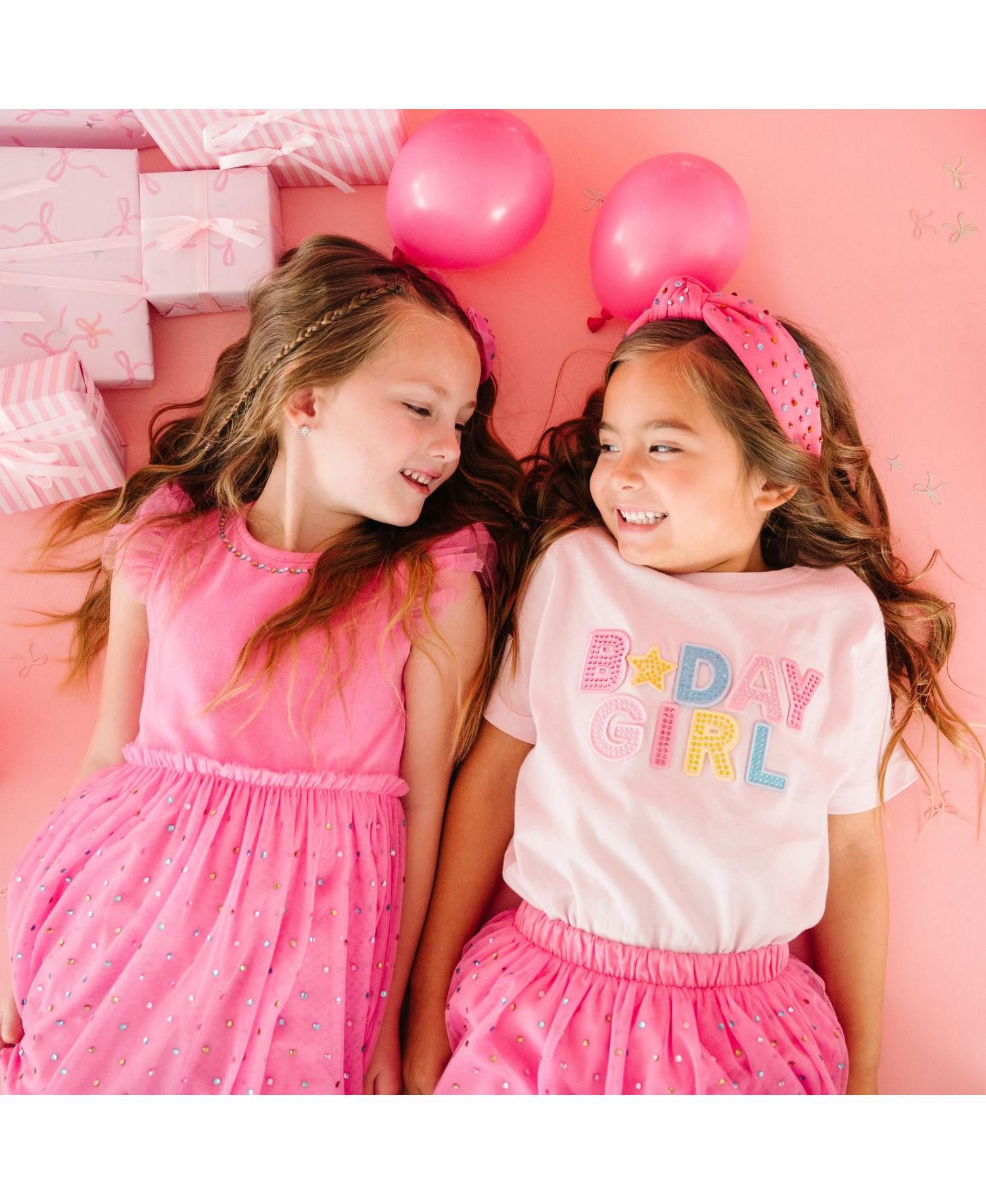 Baby Girls Raspberry Rhinestone Short Sleeve Tutu Dress