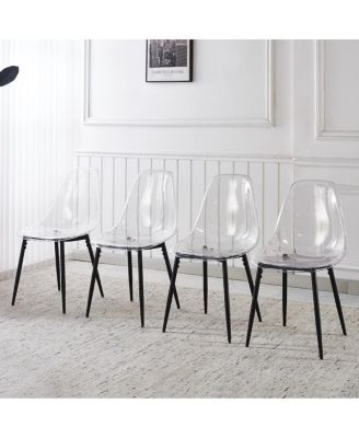 Contemporary Transparent Dining Chair with Metal Legs