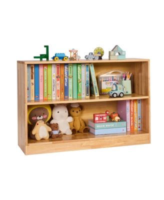Wooden Toy Storage Organizer, 2-Tier Kids Display Storage Bookshelf for Living Room, Entryway, Preschool, Nursery