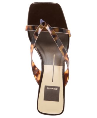 Women's Brevel Vinyl Jelly Thong Low Block Heel Dress Sandals