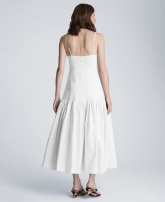 Women's Sweetheart Neck Bubble Flounce Midi Dress