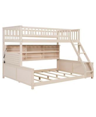Twin XL over Bunk Bed with Shelving, Lights & Pegboard