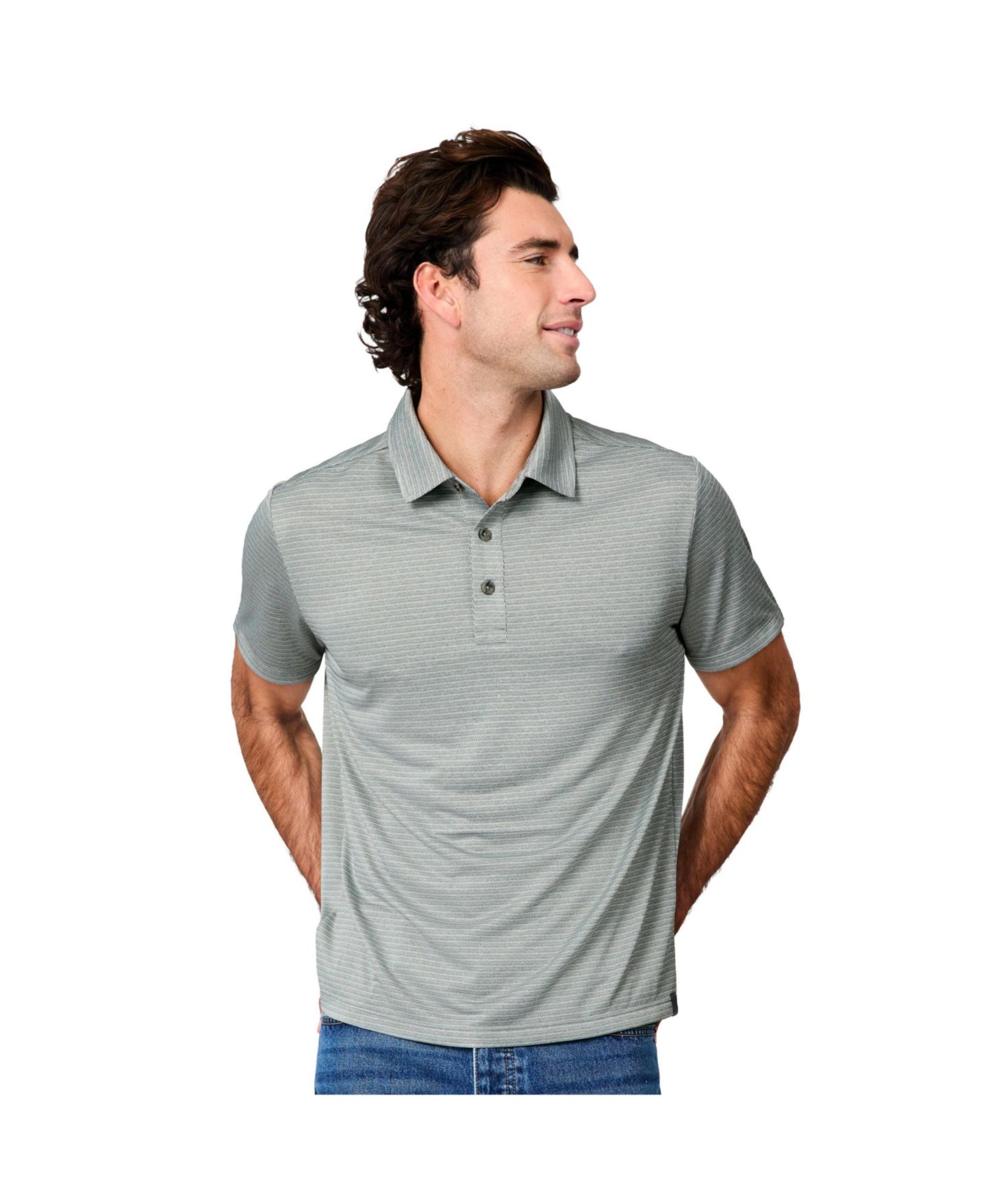 Мужское поло Free Country Tech Jacquard Polo Shirt, цвет: Туманный — фото 4