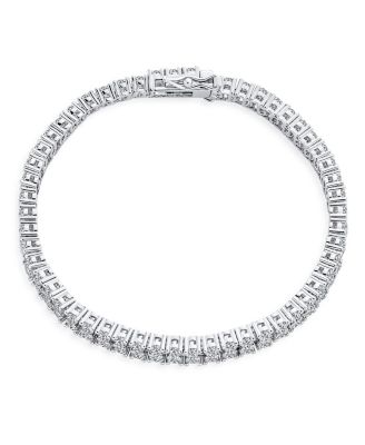 Classic Cocktail Stacked Multi Two Row CZ Cubic Zirconia Tennis Bracelet 7 Inch Silver Plated