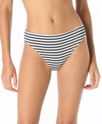 Michael Kors Women's Pull-On Striped High-Leg Bikini Bottoms