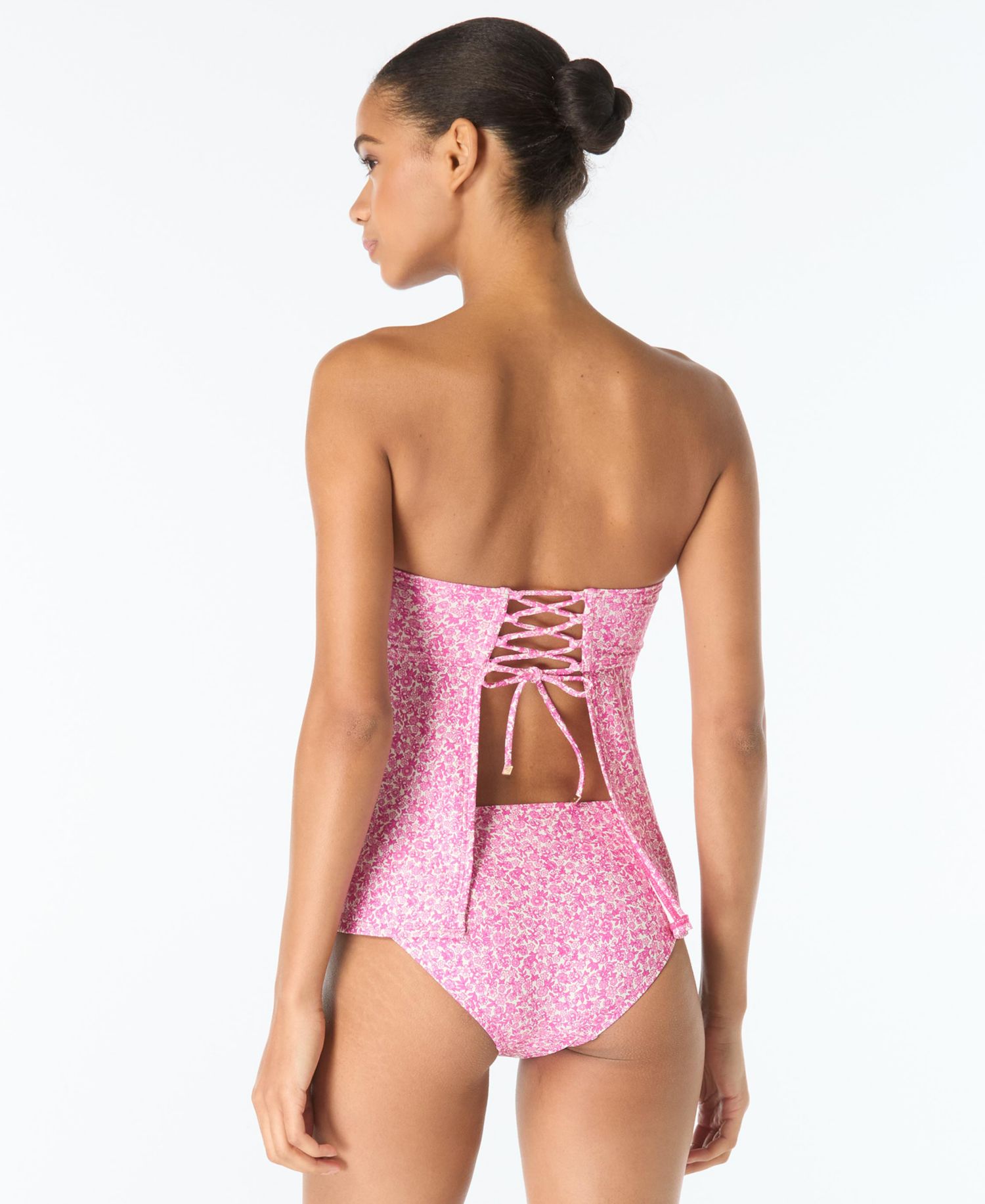 Women's Lace-Up Bandeau Neck Tankini Top