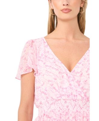 Women's Flutter-Sleeve V-Neck Mini Dress