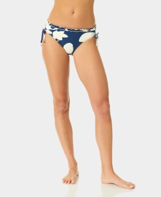 Women's Pull-On Contrast Ruffle Side-Tie Hipster Swim Bottoms