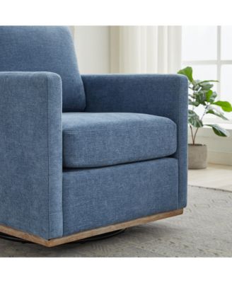 Square Swivel Accent Chair, Chenille Upholstered Leisure Chair, 360° Rotation Comfy Armchair
