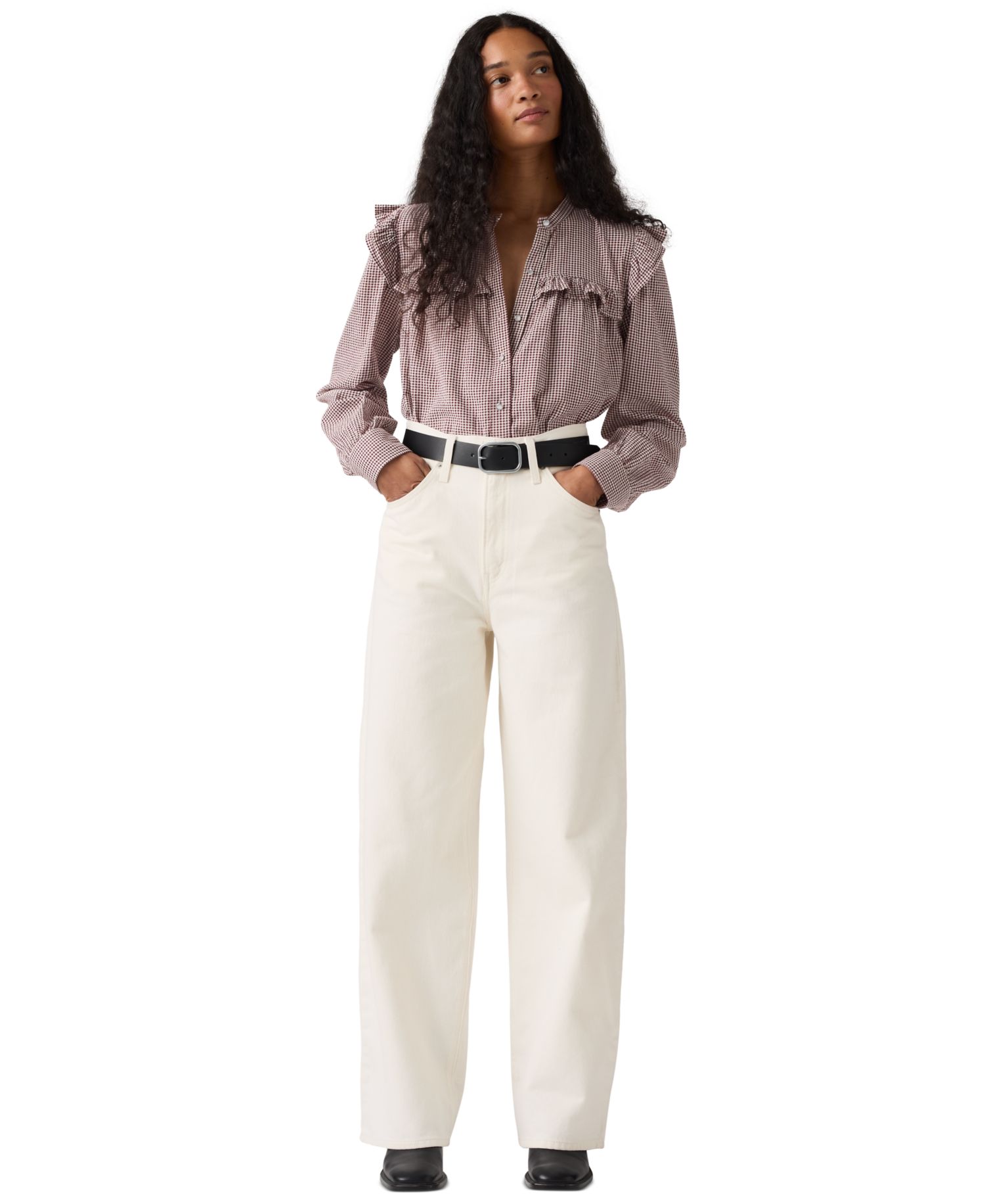 Women's Cinch-Waist Lightweight Baggy Jeans