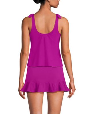 Women's Tie Shoulder Flutter Tankini Top