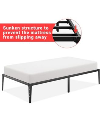 14 Inch Twin Metal Platform Bed Frame Heavy Duty Steel Slats Storage No Box Spring Easy Assembly Durability