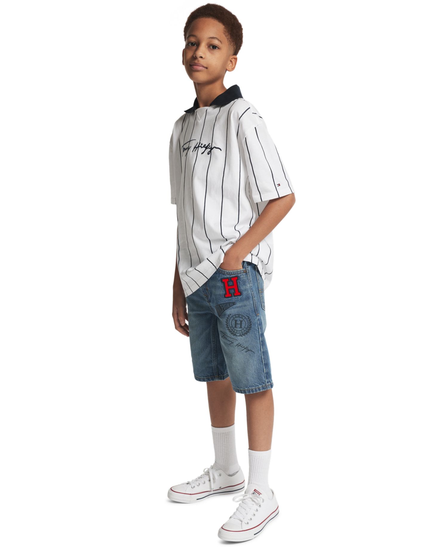 Boys' 2T-7 Varsity Regular Fit Denim Shorts