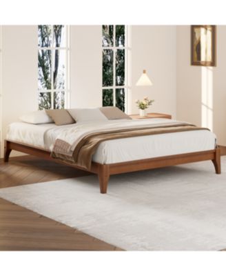 Solid Bamboo Platform Bed Frame, 12" Queen Size